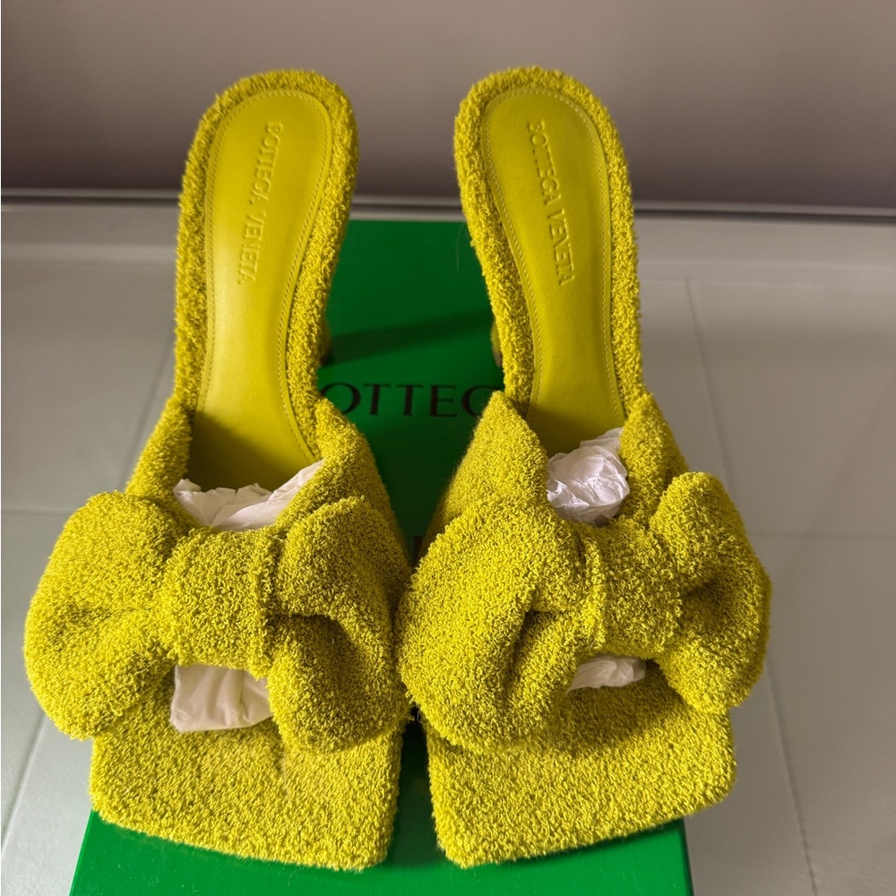 Bottega Veneta Kiwi Mules with Bow Detail